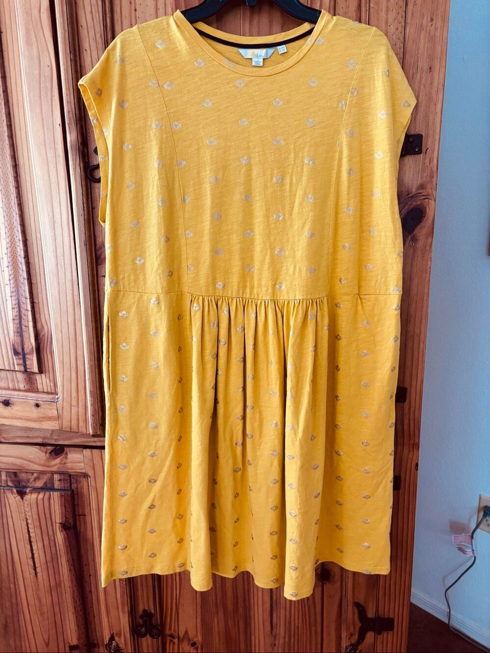 Boden Tee Shirt Dress with Gold Emblems